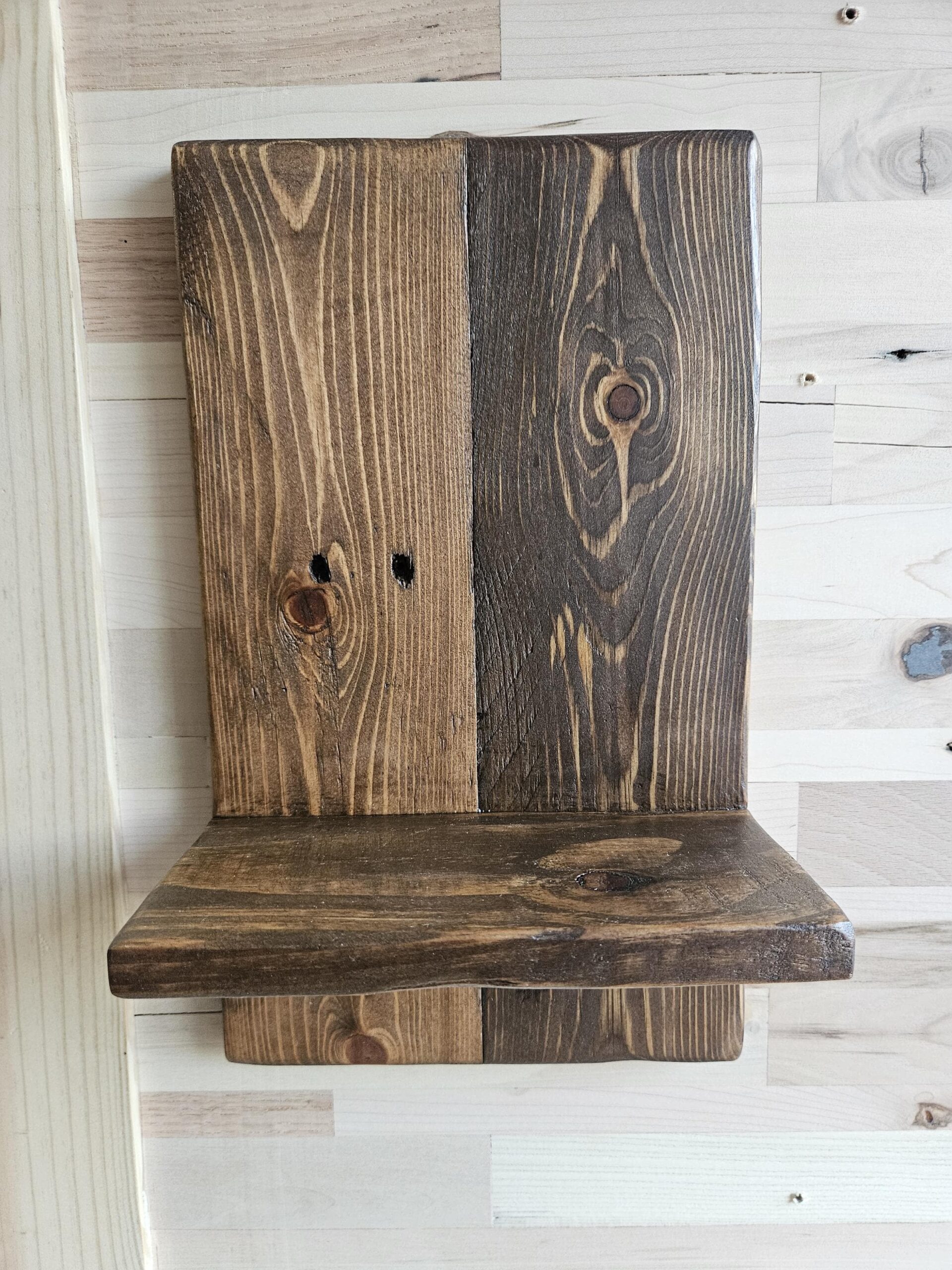 Dark Stained Rustic Wood Wall Shelf | Farmhouse Display Ledge | Handmade Home Decor - Image 2