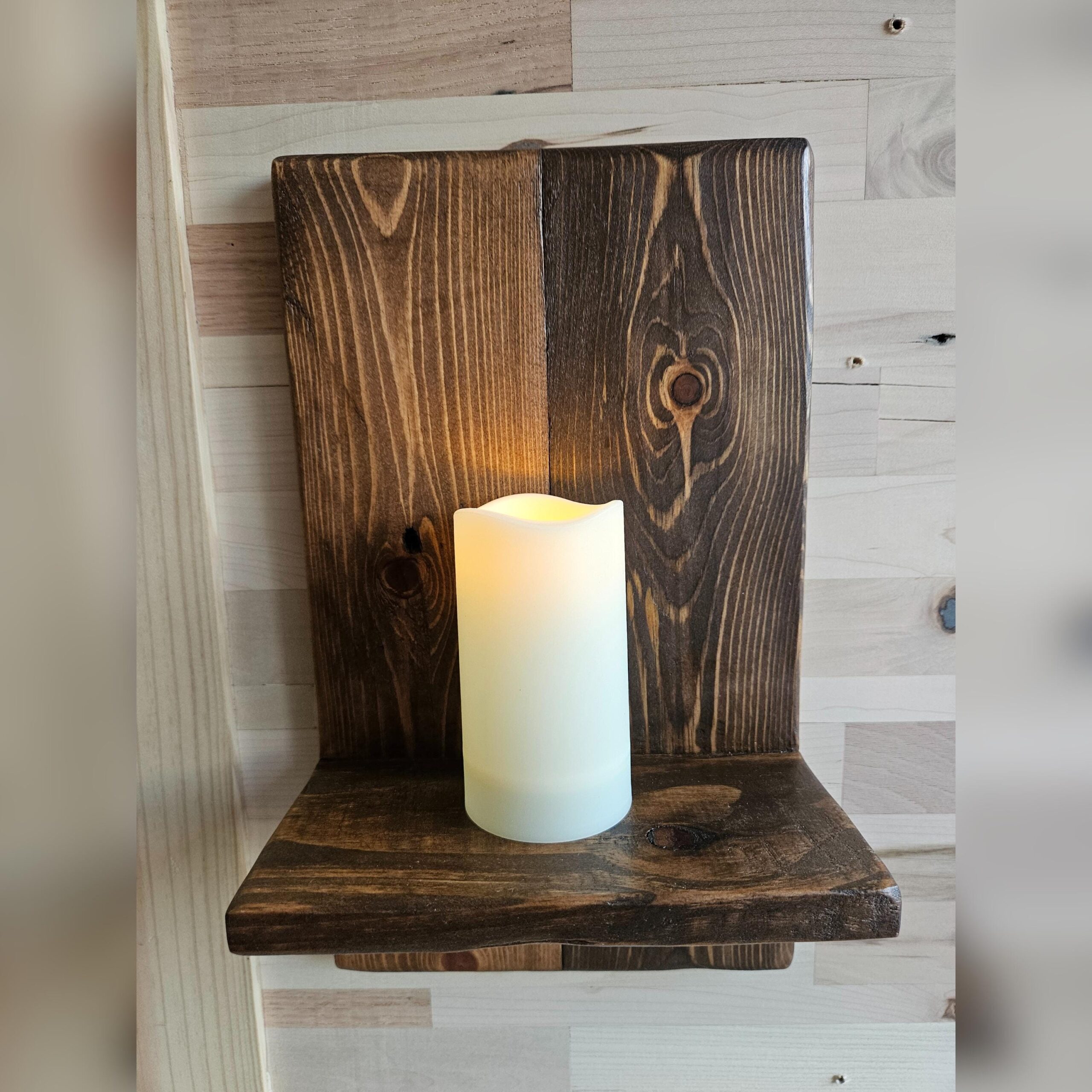 Dark Stained Rustic Wood Wall Shelf | Farmhouse Display Ledge | Handmade Home Decor